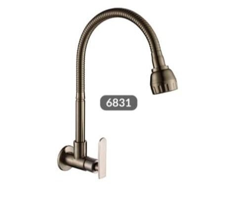 6831  YESSPLUSS SUS304 FLEXIBLE WALL MOUNTED SINK TAP 白钢 软喉 壁出 鹅颈龙头