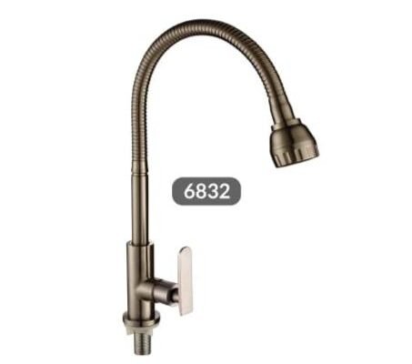6832  YESSPLUSS SUS304 FLEXIBLE PILLAR MOUNTED SINK TAP 白钢 软喉 盆出 鹅颈龙头